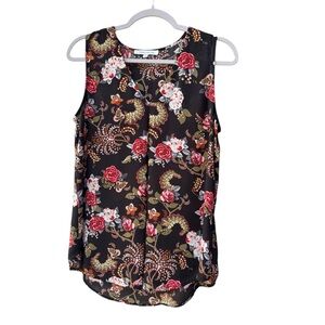 Rose & Olive Multicolor Floral V-neck Tank Top Women Size M